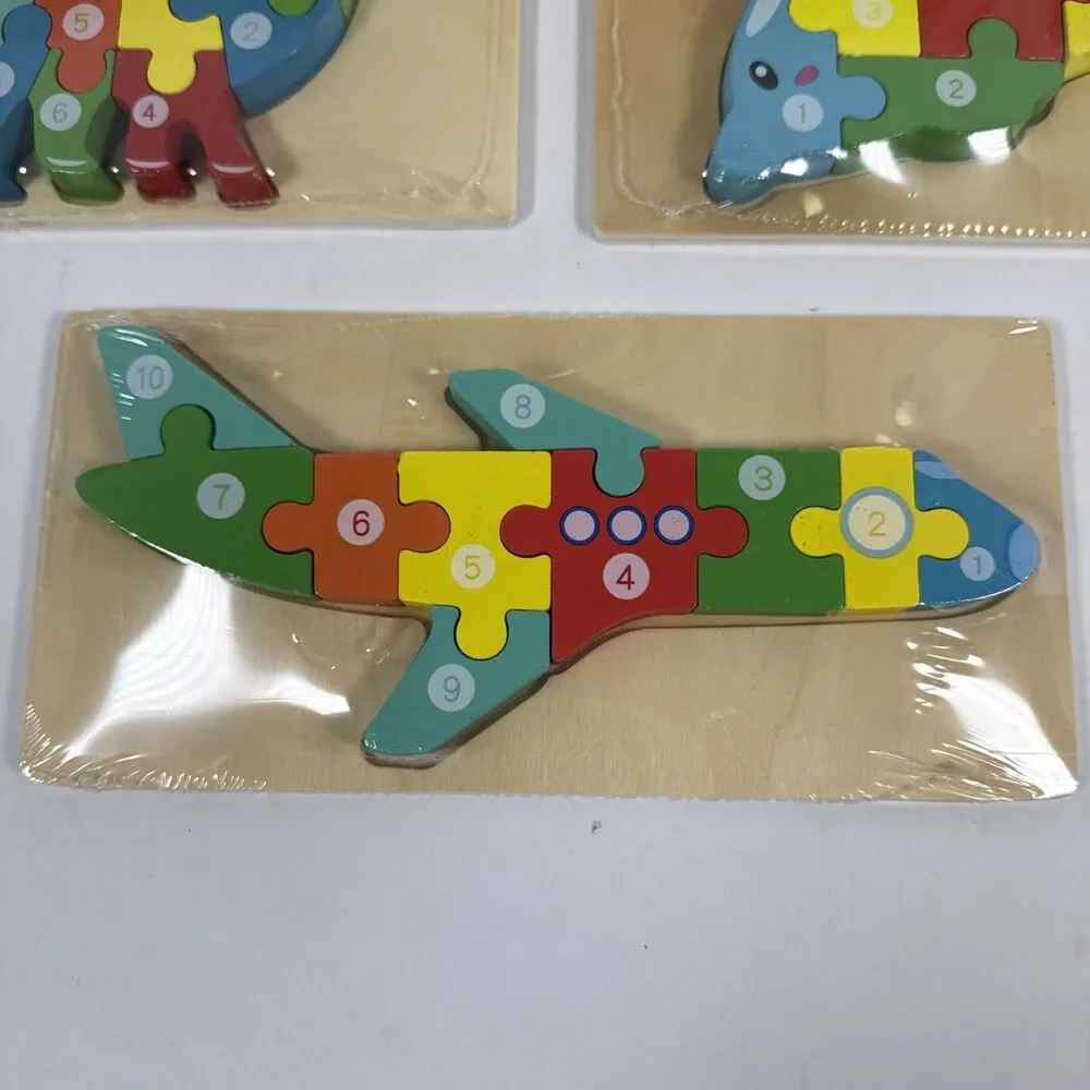 Pack of 8 - Wooden 3D Jigsaw Puzzles With Numbers To Teach Young Ones
